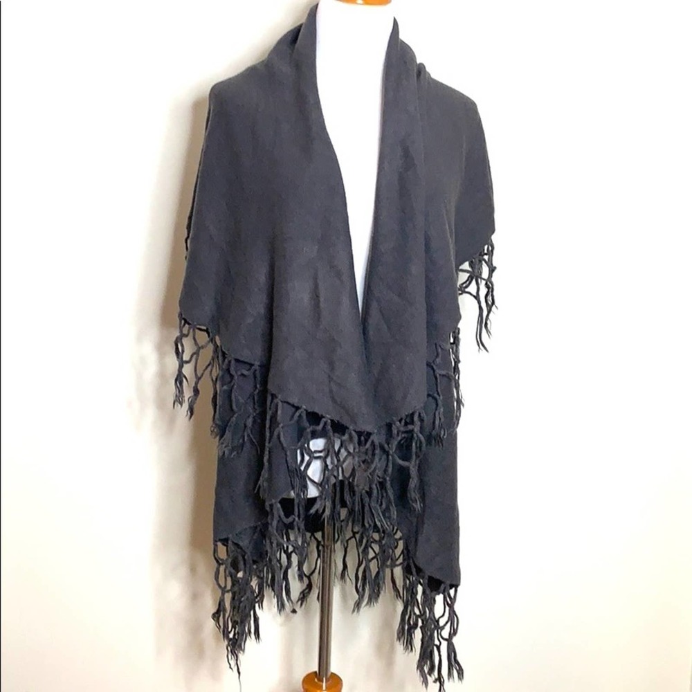 Look Grey Knit Fringe Shaw